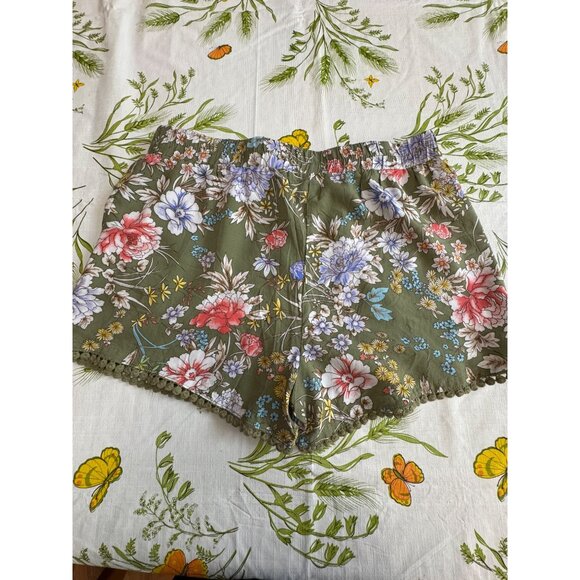 BEBOP Floral Print Womens Shorts Drawstring Waist Pom-Pom Hem Size Medium - Picture 5 of 8